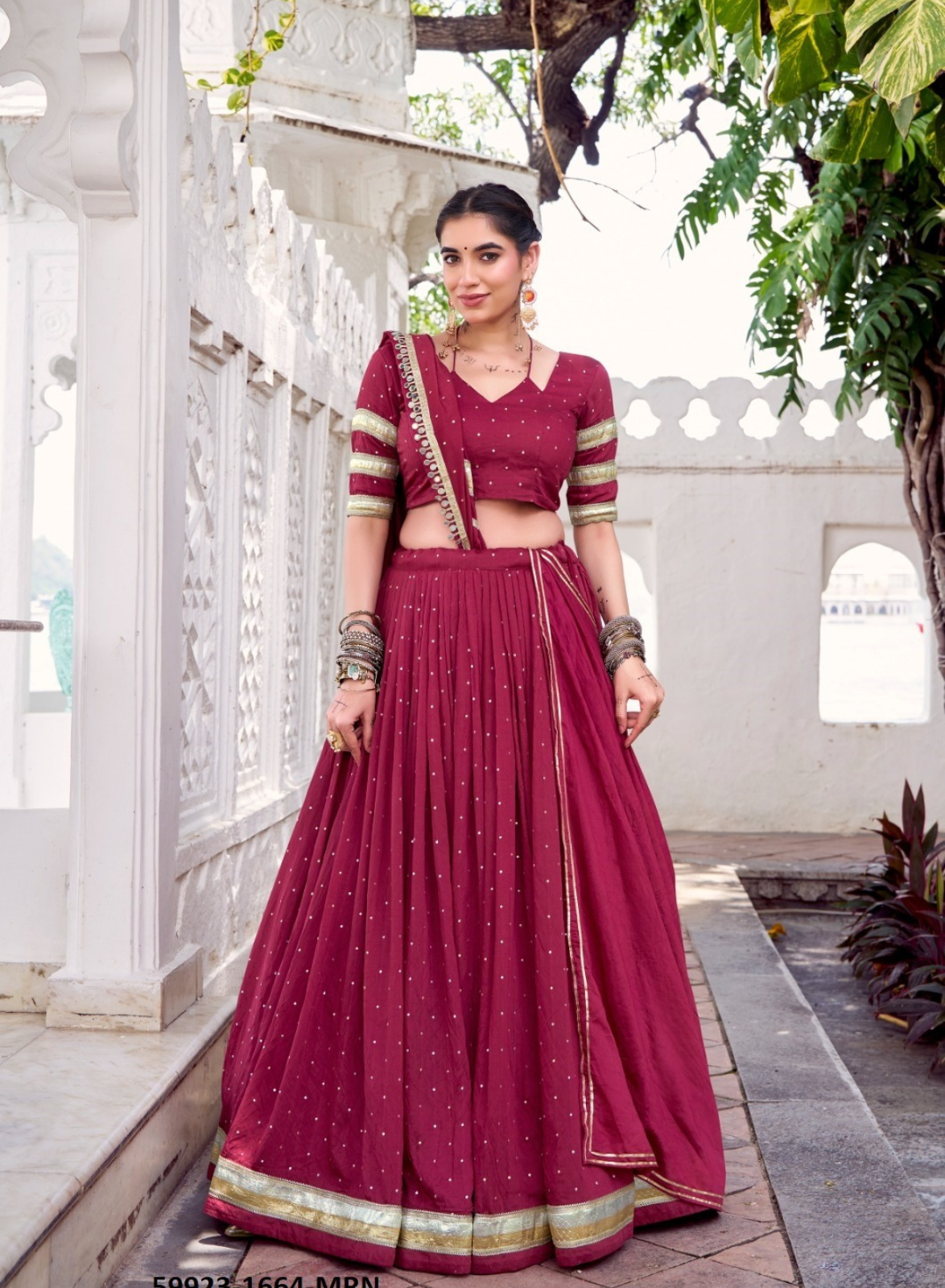 Traditional Chanderi Zari Weaving Lehenga Set – Readymade (With Blouse & Dupatta) A