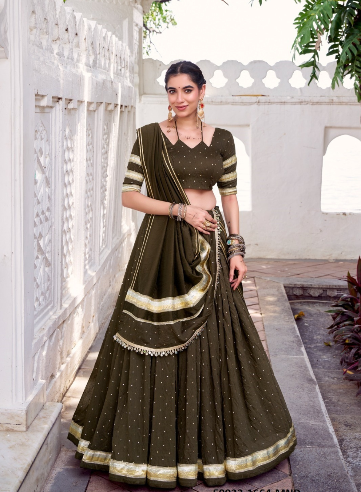 Traditional Chanderi Zari Weaving Lehenga Set – Readymade (With Blouse & Dupatta) B