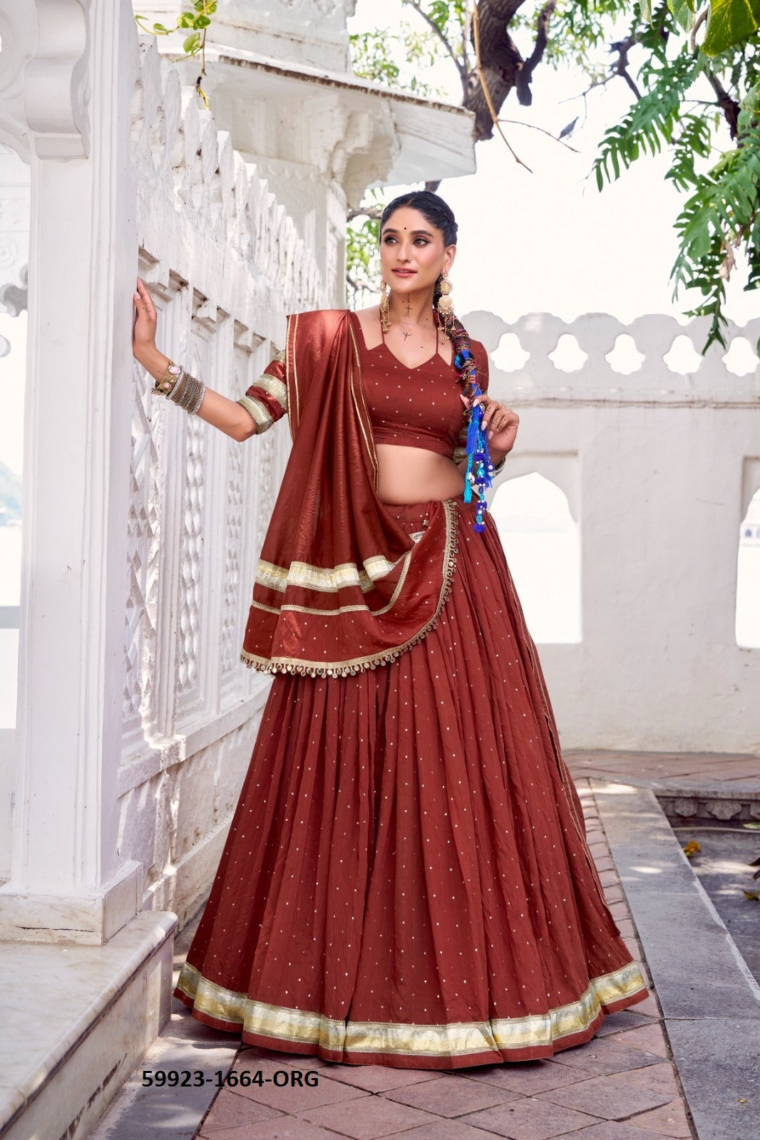Traditional Chanderi Zari Weaving Lehenga Set – Readymade (With Blouse & Dupatta)