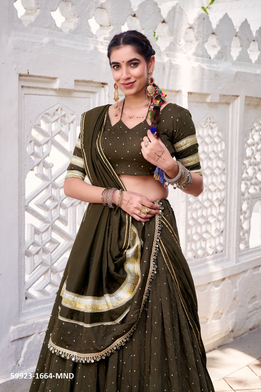 Traditional Chanderi Zari Weaving Lehenga Set – Readymade (With Blouse & Dupatta) B