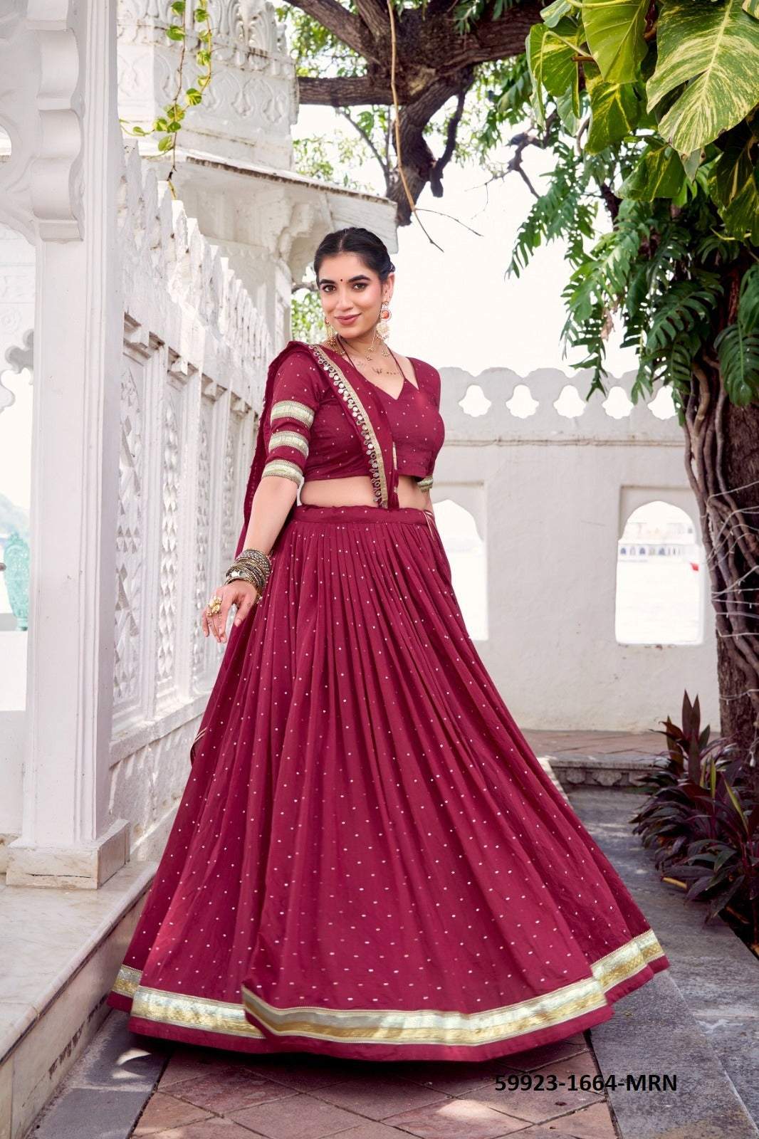 Traditional Chanderi Zari Weaving Lehenga Set – Readymade (With Blouse & Dupatta) A