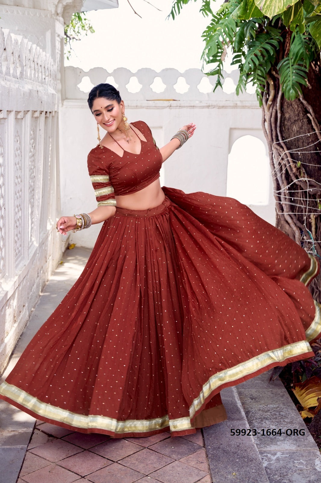 Traditional Chanderi Zari Weaving Lehenga Set – Readymade (With Blouse & Dupatta)