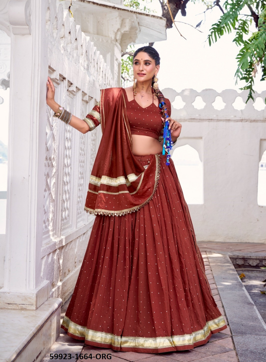 Traditional Chanderi Zari Weaving Lehenga Set – Readymade (With Blouse & Dupatta)