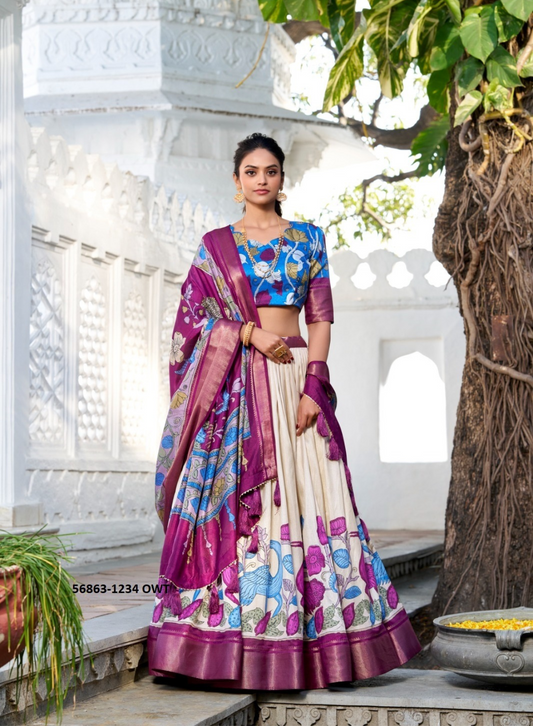 🌸 ANUSHA – Semi-Stitched Floral Print Lehenga Set 🌸