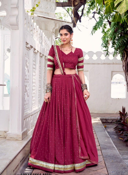 Traditional Chanderi Zari Weaving Lehenga Set – Readymade (With Blouse & Dupatta) A