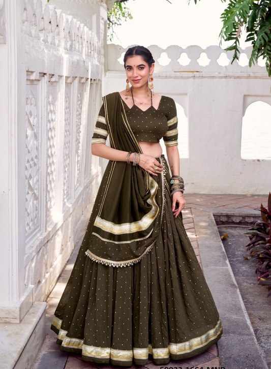 Traditional Chanderi Zari Weaving Lehenga Set – Readymade (With Blouse & Dupatta) B
