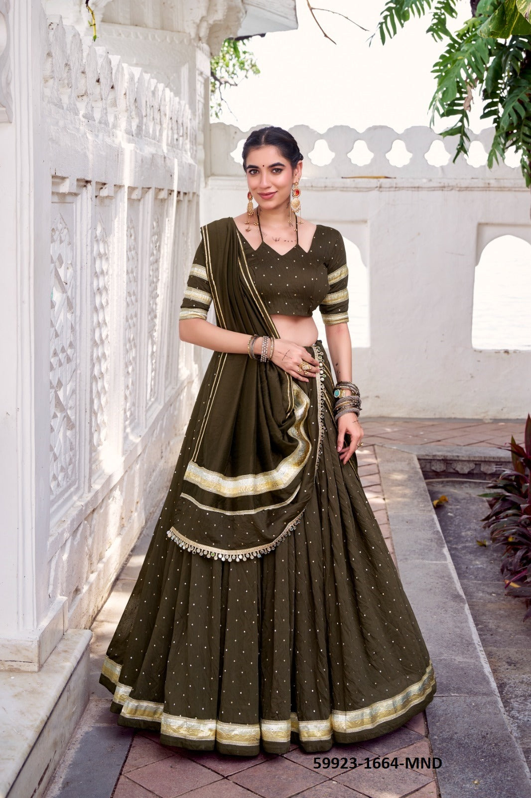 Traditional Chanderi Zari Weaving Lehenga Set – Readymade (With Blouse & Dupatta) B