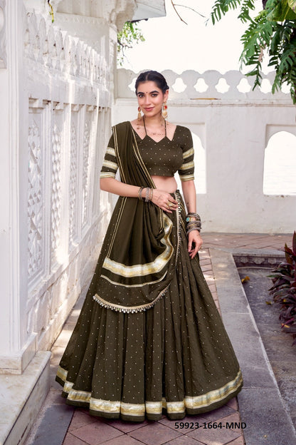 Traditional Chanderi Zari Weaving Lehenga Set – Readymade (With Blouse & Dupatta) B